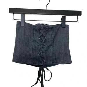 My Style Mode denim look tube top with front opening and  a zipper at the back